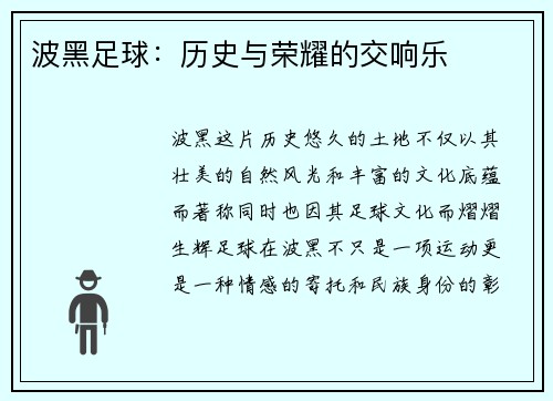 波黑足球：历史与荣耀的交响乐
