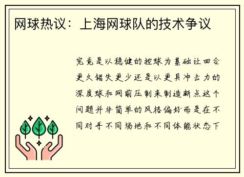 网球热议：上海网球队的技术争议